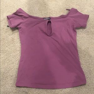 express pink off shoulder top with open hole
